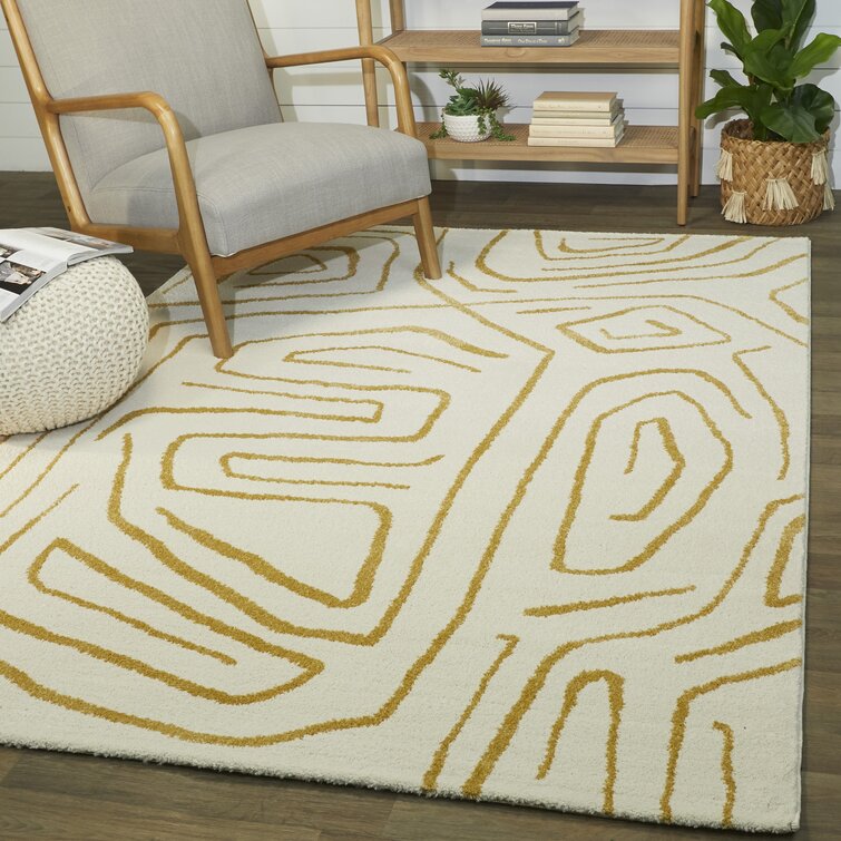 Mercury Row® Arlington Abstract Cream/Gold Area Rug & Reviews Wayfair